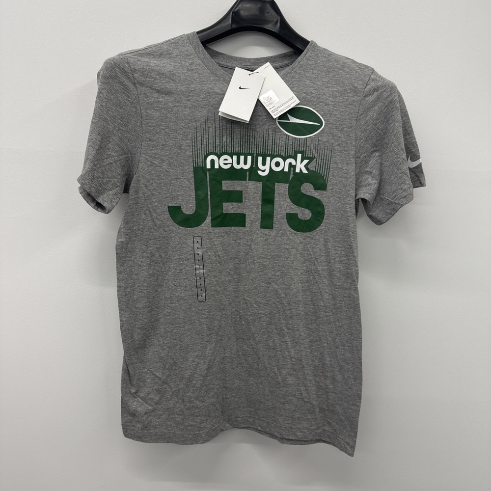 NIKE NEW YORK JETS NFL MEN'S TEAM RISE DARK GREY HEATHER SHIRT SMALL Retail $35